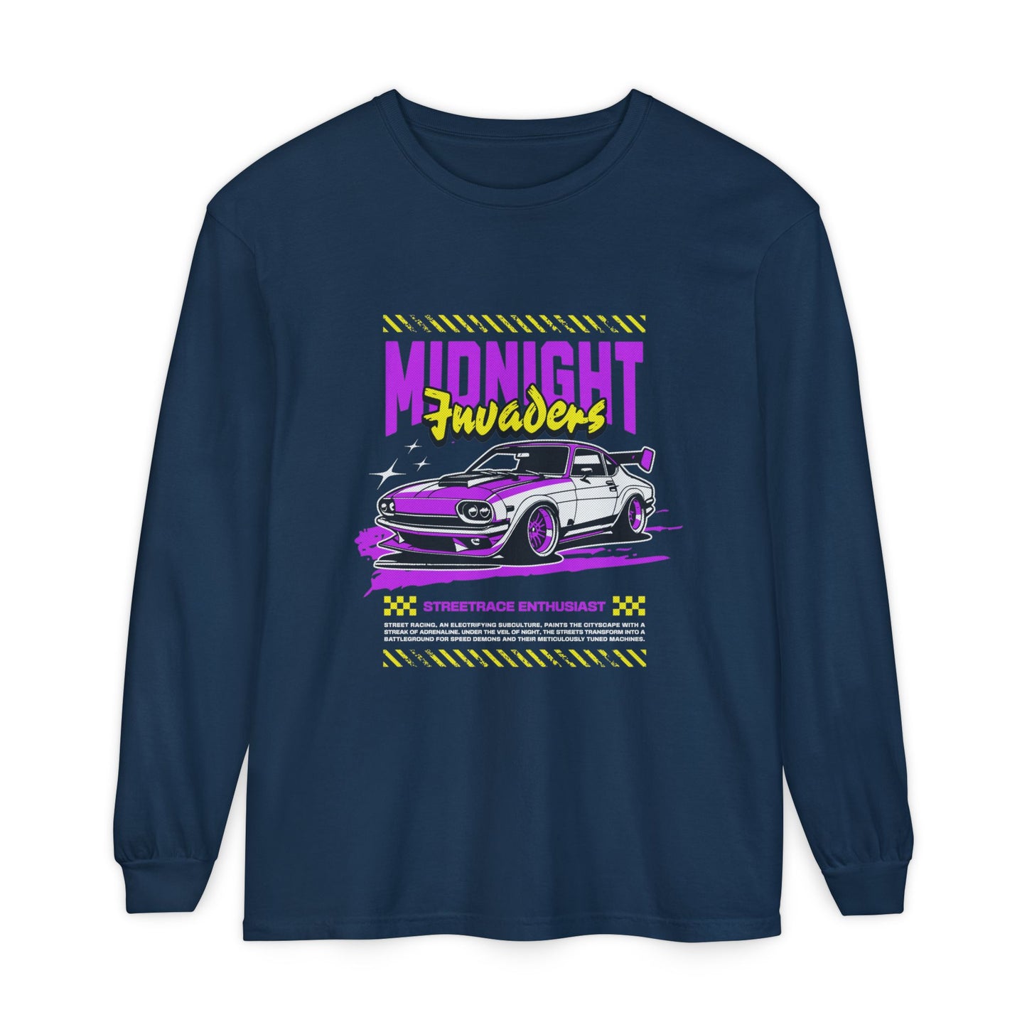 Midnight Fruders Car Graphic Unisex Long Sleeve T-Shirt - Perfect for Auto Enthusiasts - CreativeRino