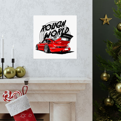 Rough World Car Art Poster - Matte Square Print for Auto Enthusiasts - CreativeRino