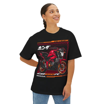 Streetfire Honda Unisex Oversized Boxy Tee -  Motorcycle Graphic T-shirt - CreativeRino