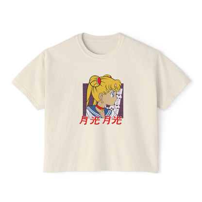 Sailor Moon Inspired Women's Boxy Tee - Cute Graphic T-shirt for Anime Fans - CreativeRino