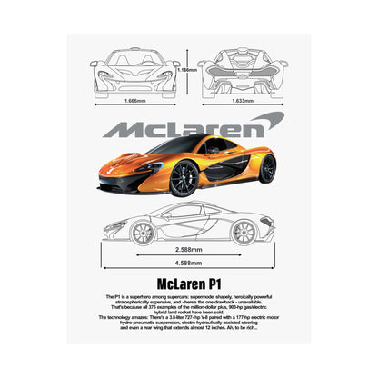 McLaren P1 Matte Vertical Poster - Sporty Car Wall Art for Auto Enthusiasts - CreativeRino