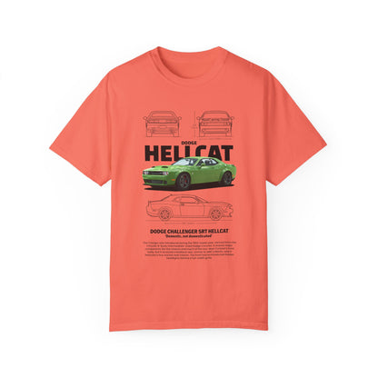 Dodge Charger SRT Hellcat Unisex Garment-Dyed T-Shirt - Car Enthusiast Apparel - CreativeRino