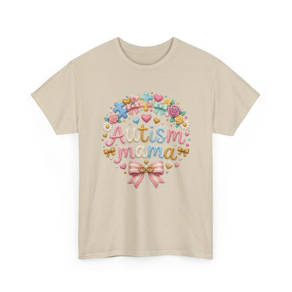 Autism Mama T-Shirt — Cute Pastel Puzzle Heart Design Printify