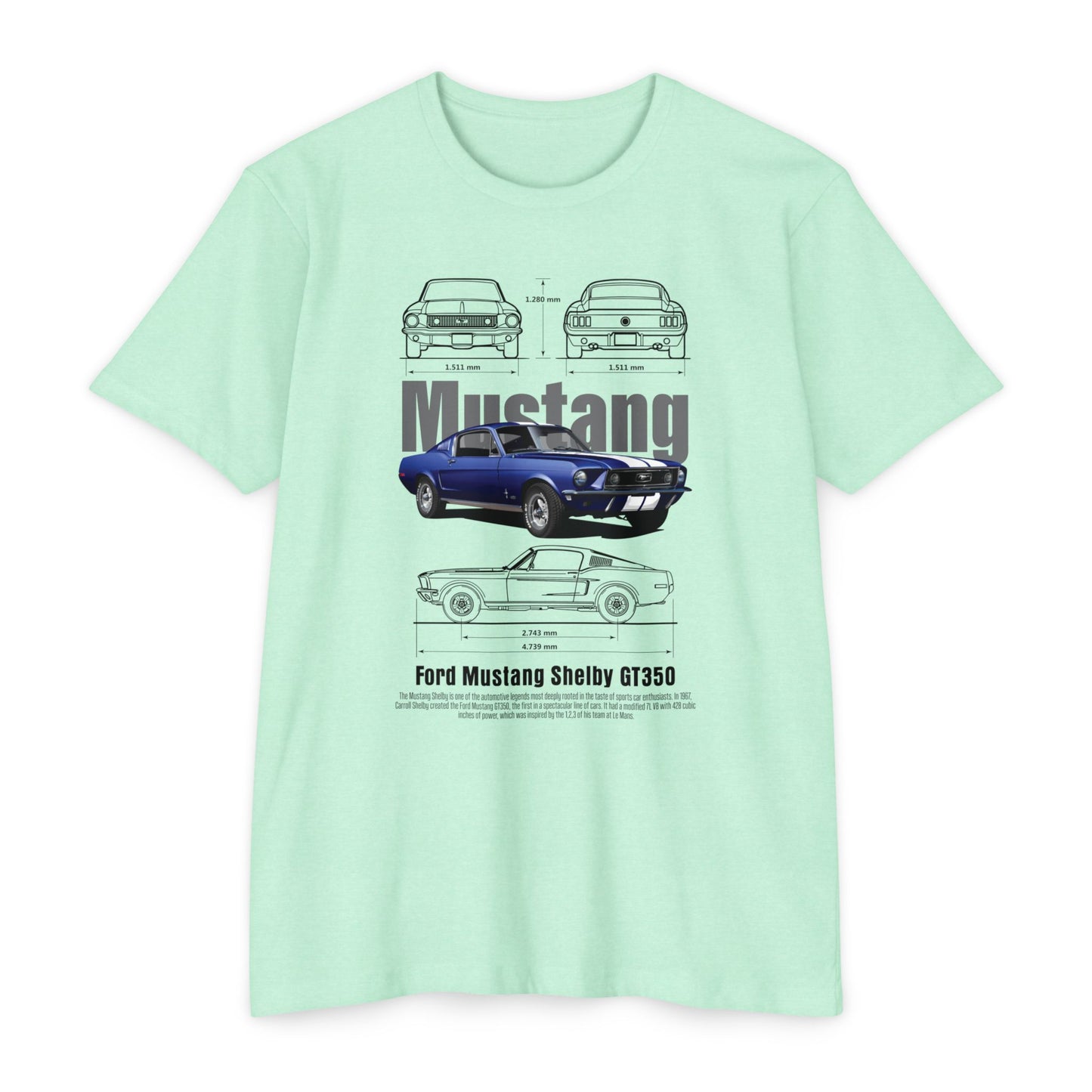 Mustang Shelby GT350 T-Shirt - Vintage Car Design T-shirt for Auto Enthusiasts - CreativeRino