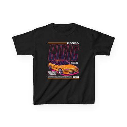 Honda Civic Kids Heavy Cotton™ Tee - Build for Passion - Perfect T-shirt for Young Car Enthusiasts - CreativeRino