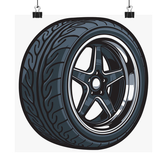 Sporty Tire Matte Square Poster - Perfect Poster for Car Lovers and Enthusiasts - CreativeRino