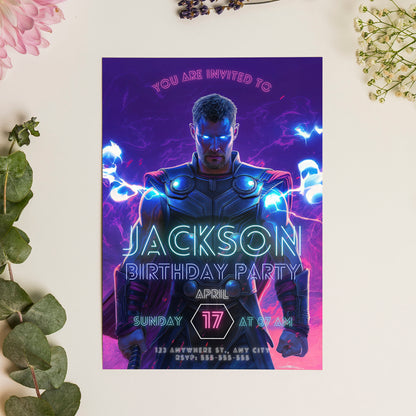 Thor Birthday Invitation Template - CreativeRino