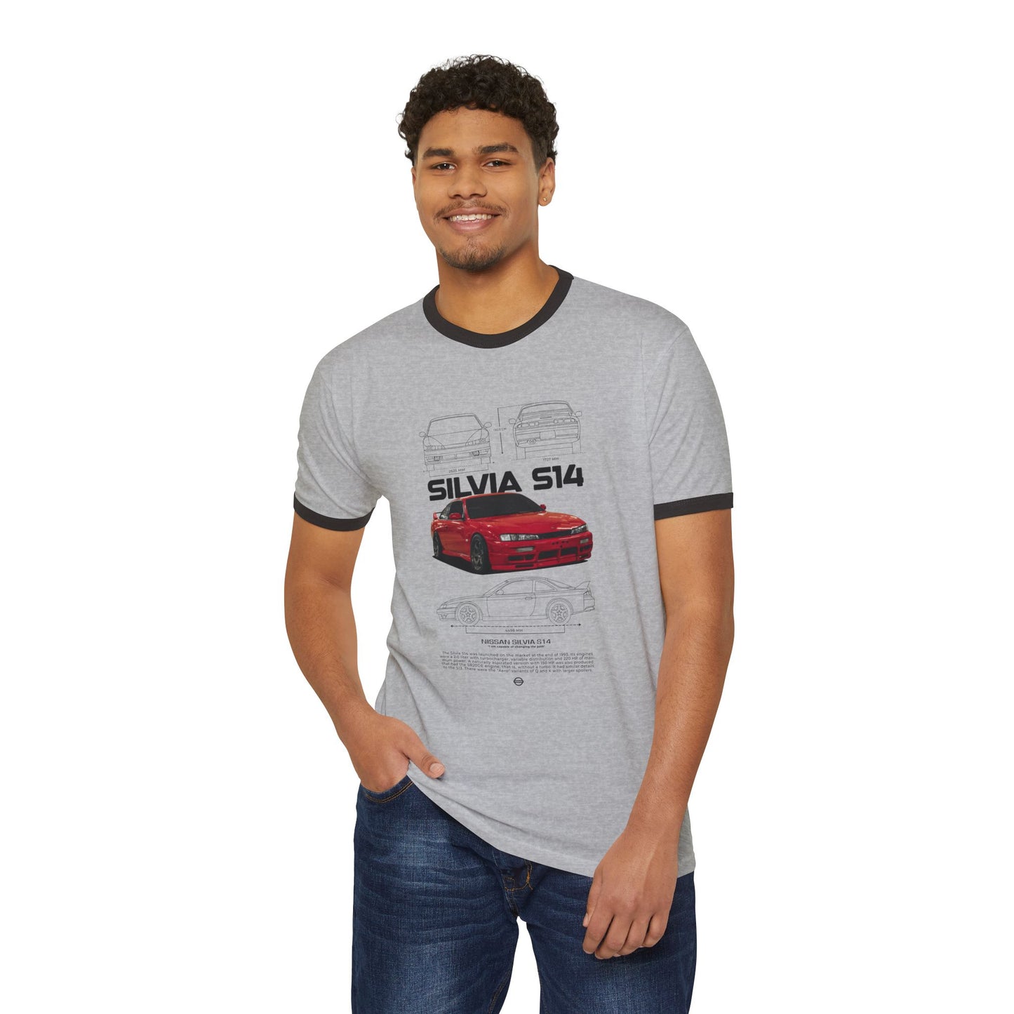Nissan Silvia S14 Unisex Ringer T-Shirt - Retro Car Enthusiast Apparel - CreativeRino