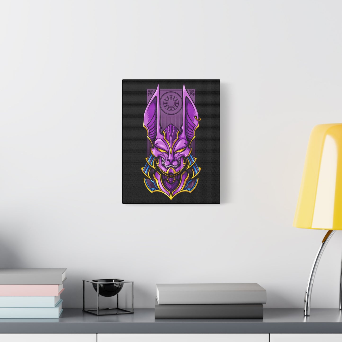 Purple Demon Mask Canvas Art - Stretched Matte Print for Home Decor - CreativeRino