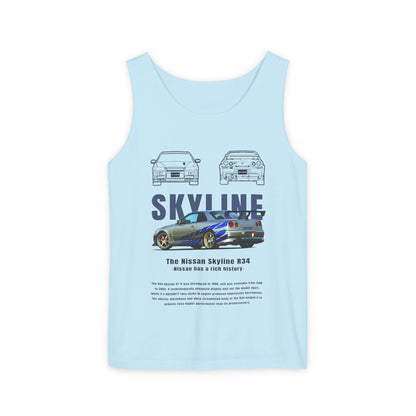 Nissan Skyline Garment-Dyed Tank Top - Vintage Car Enthusiast T-shirt - CreativeRino
