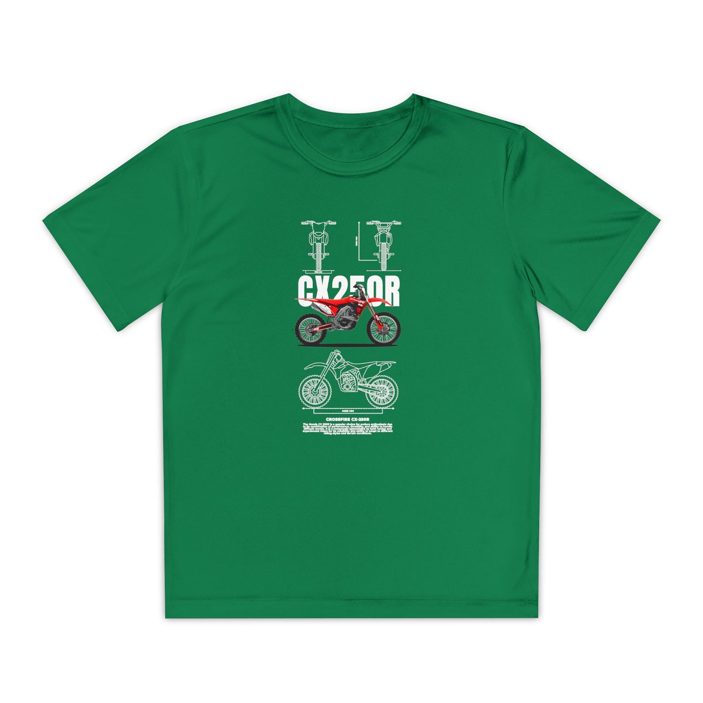 CX 250R Youth Motorcycle Competitor Tee - Stylish Graphic T-shirt for Young Riders - CreativeRino
