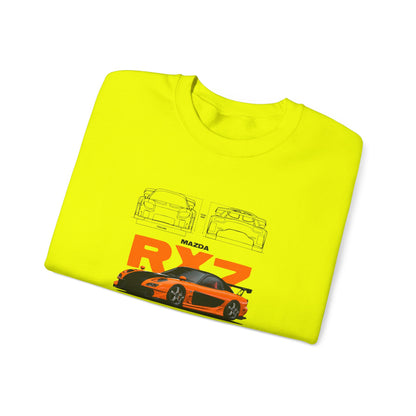 Mazda RX-7 Unisex Heavy Blend™ Crewneck Sweatshirt - Car Enthusiast Apparel - CreativeRino