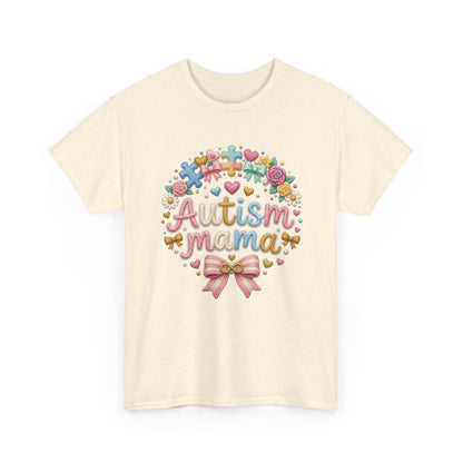 Autism Mama T-Shirt — Cute Pastel Puzzle Heart Design Printify