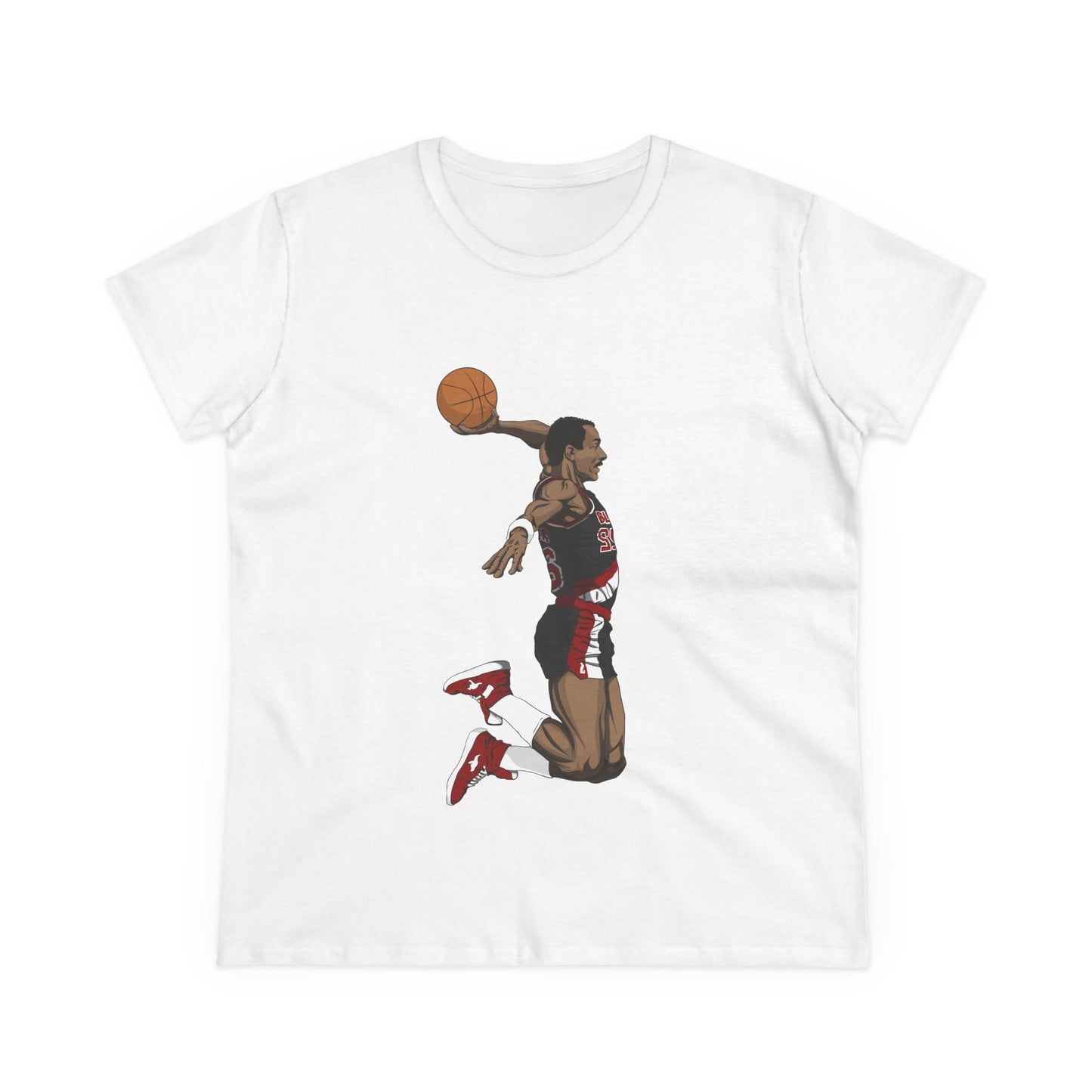Women's Midweight Cotton Clyde Drexler Basketball Tee - Perfect T-shirt for Sports Fans - CreativeRino