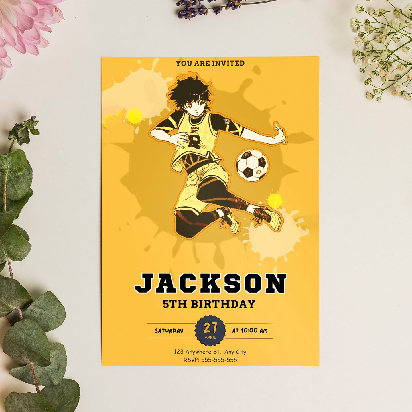 Blue Lock Birthday Invitation Template - CreativeRino