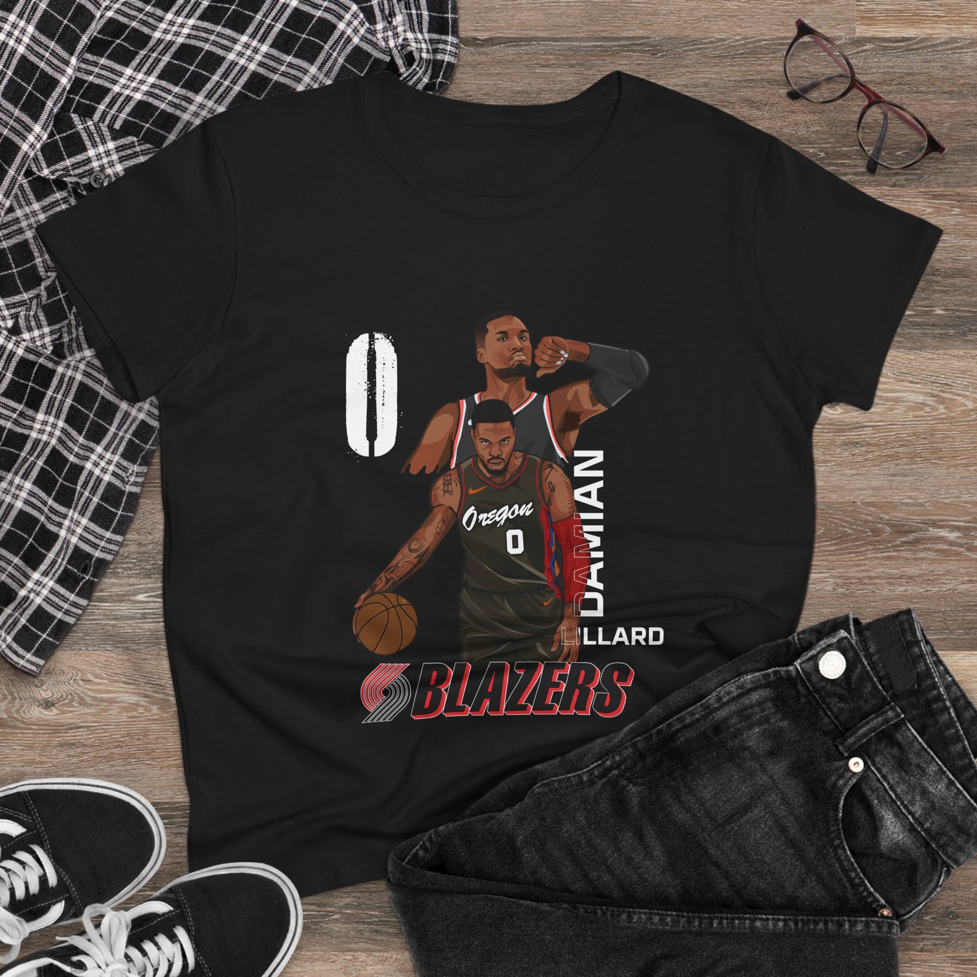 Damian Lillard Women's Midweight Cotton Tee - Blazers Fan Gear - CreativeRino