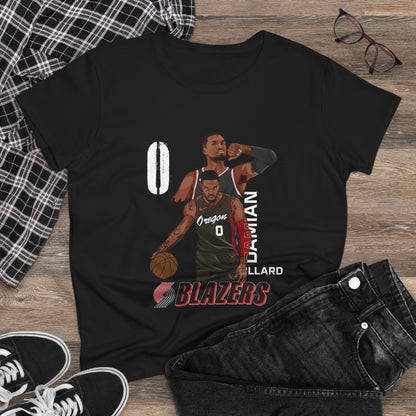 Damian Lillard Women's Midweight Cotton Tee - Blazers Fan Gear - CreativeRino