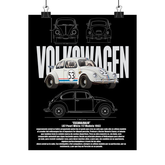 Classic Volkswagen Matte Vertical Poster - Retro Car Wall Art - CreativeRino