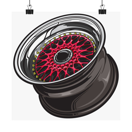 Stylish Car Wheel Matte Square Poster - Perfect Poster for Automotive Enthusiasts - CreativeRino