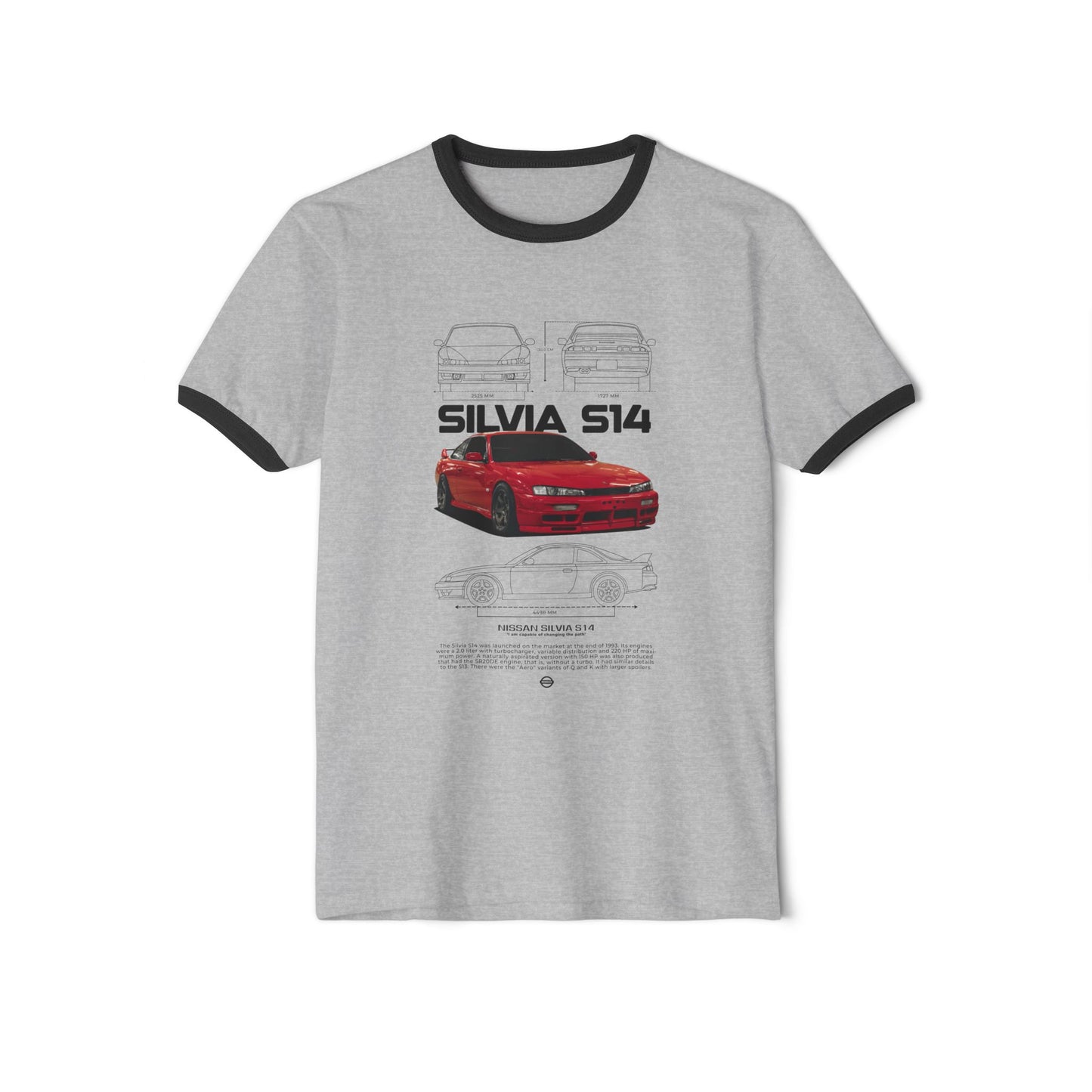 Nissan Silvia S14 Unisex Ringer T-Shirt - Retro Car Enthusiast Apparel - CreativeRino