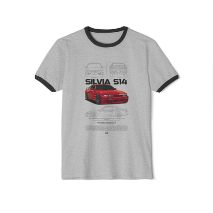 Nissan Silvia S14 Unisex Ringer T-Shirt - Retro Car Enthusiast Apparel - CreativeRino