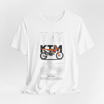 KTM 250 EXC Motorcycle Blueprint Unisex Jersey T-shirt - CreativeRino