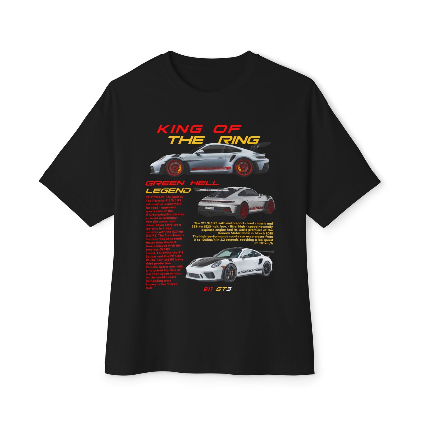 Porsche King of the Ring Graphic Tee - Unisex Oversized Boxy T-Shirt for Car Enthusiasts - CreativeRino