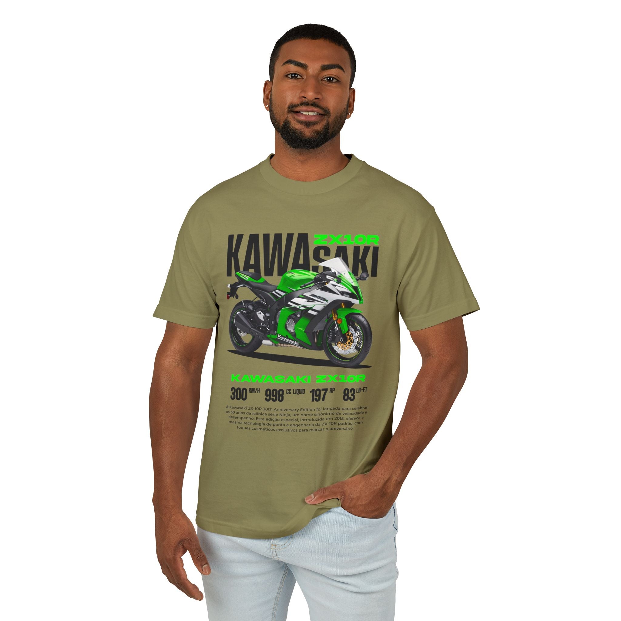 Kawasaki ZX10R Heavyweight Cotton Tee - Unisex Motorcycle T-shirt