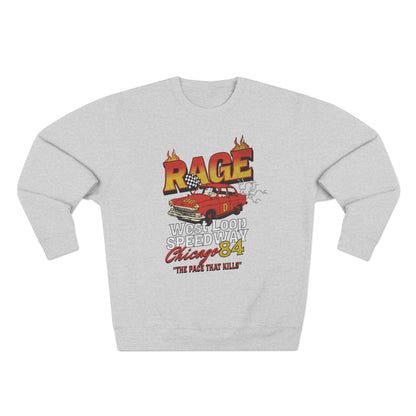 Vintage Racing Crewneck Sweatshirt - 'RAGE' Chicago '84 Car T-shirt - CreativeRino