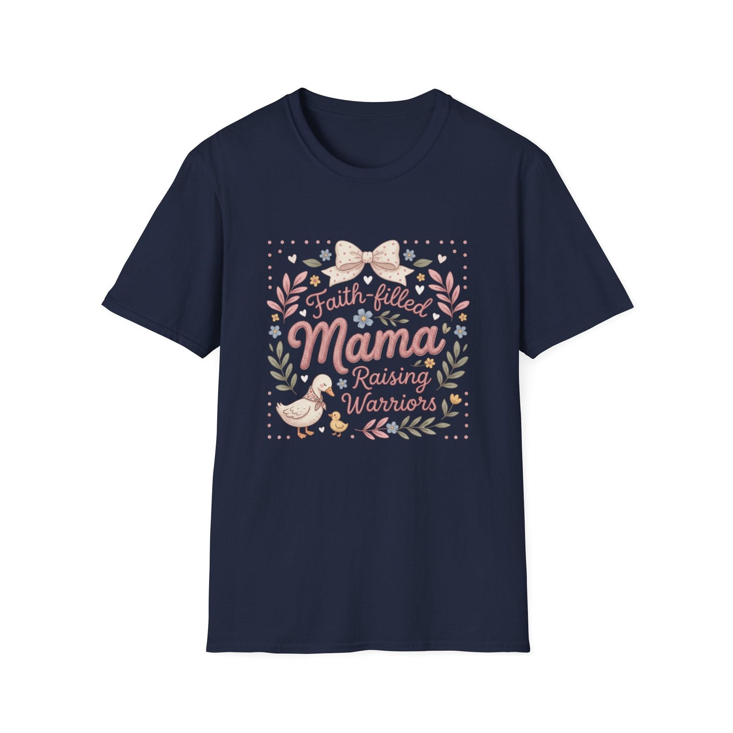 Faith-Filled Mama Raising Warriors T-Shirt Printify