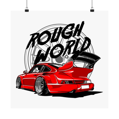 Rough World Car Art Poster - Matte Square Print for Auto Enthusiasts - CreativeRino