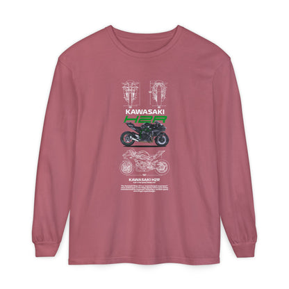 Kawasaki H2R Unisex Long Sleeve T-Shirt - Vintage Motorcycle Graphic Tee - CreativeRino