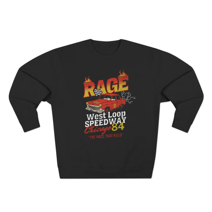 Vintage Racing Crewneck Sweatshirt - 'RAGE' Chicago '84 Car T-shirt - CreativeRino