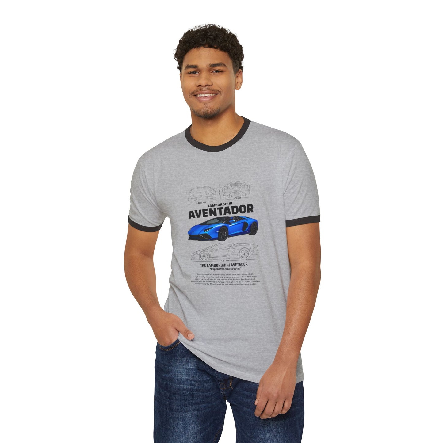 Lamborghini Aventador Unisex Ringer T-Shirt - Car Enthusiast Apparel - CreativeRino