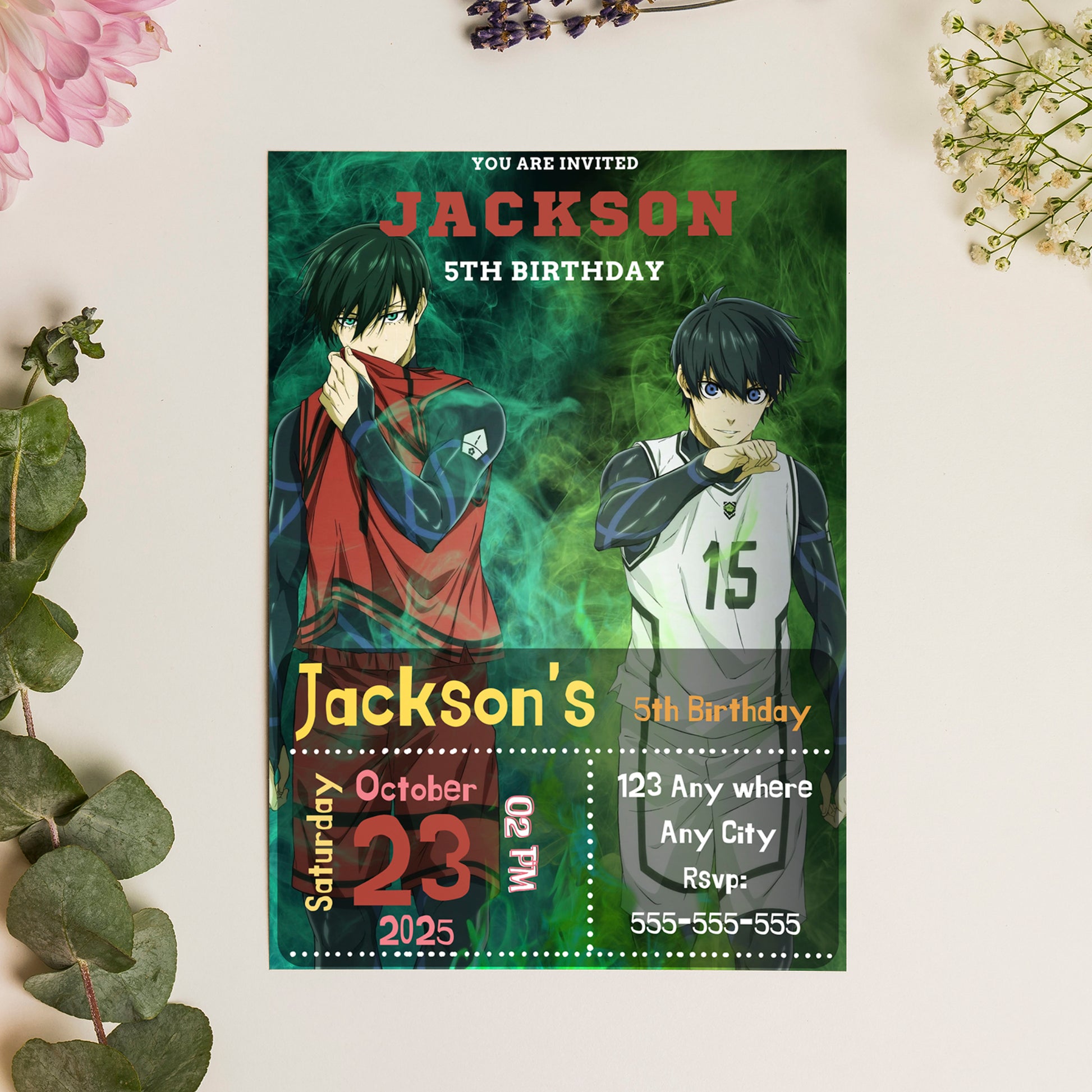 Blue Lock Birthday Invitation Template - CreativeRino