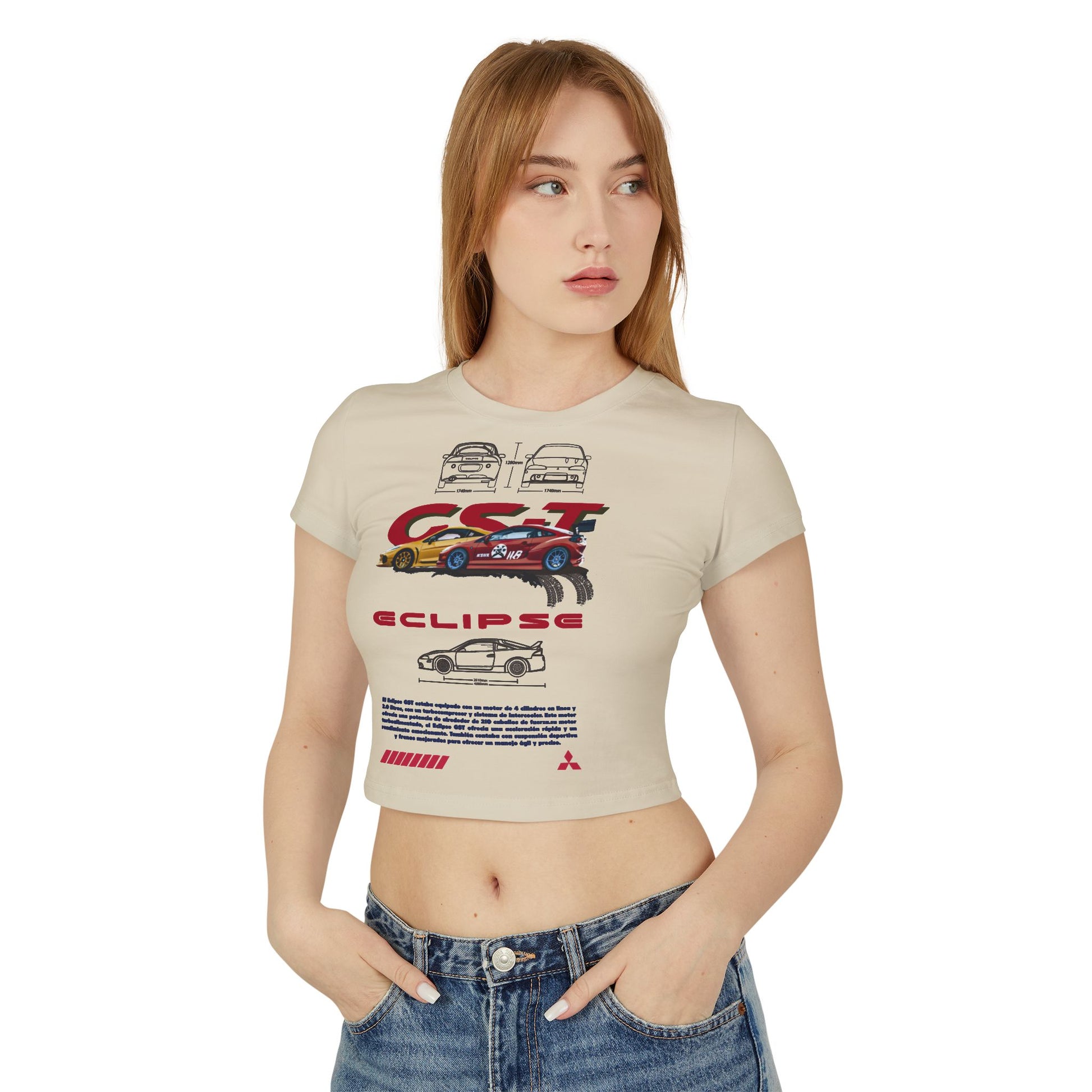Mitsubishi Eclipse GST Women's Car Enthusiast Baby Tee - Car T-shirt Design - CreativeRino