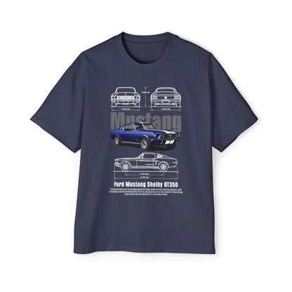 Men's Heavy Oversized Tee - Classic Ford Mustang GT350 Graphic T-shirt - CreativeRino