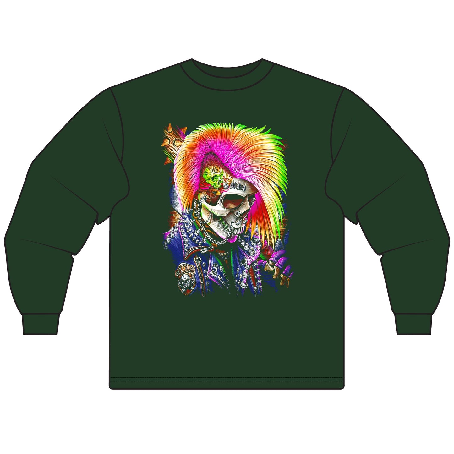 Psychedelic Skull Long Sleeve T-Shirt for Rock & Metal Fans - CreativeRino