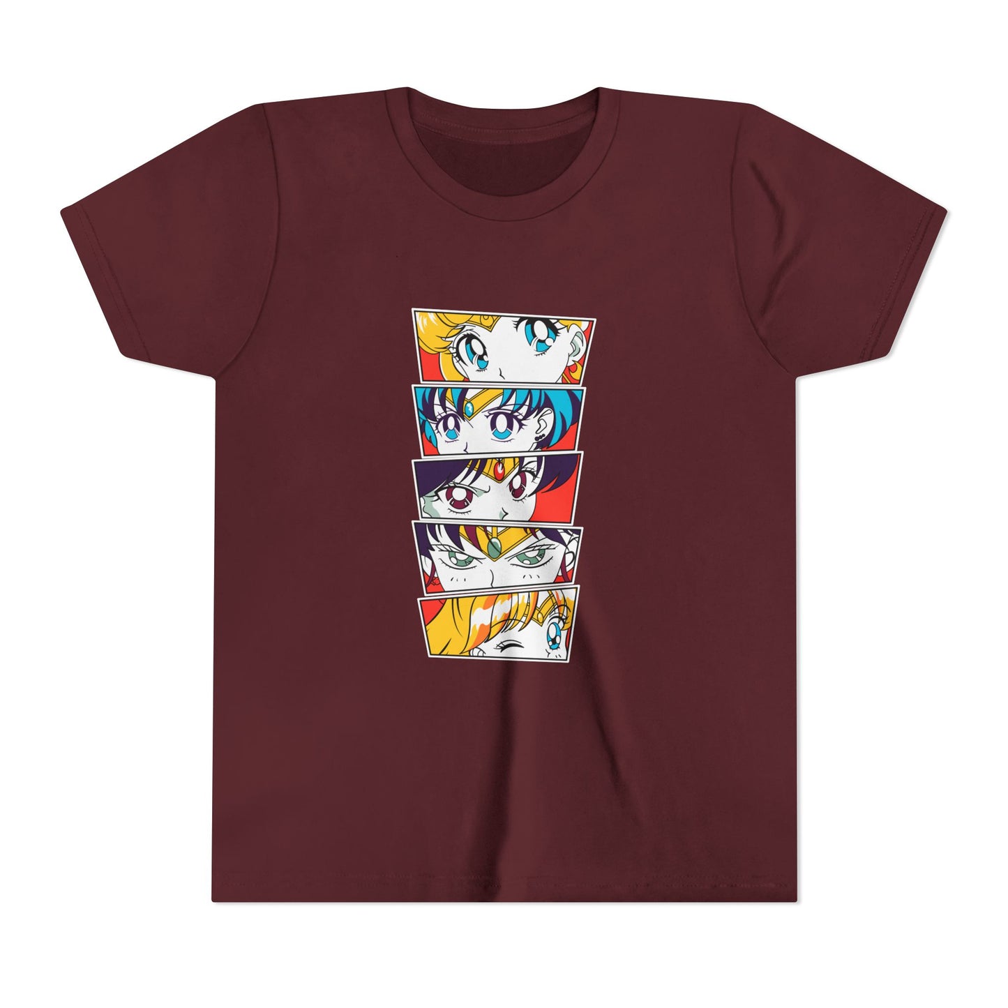 Youth Anime-Inspired Short Sleeve Tee - Colorful Sailor Moon Character Eyes T-shirt Design - CreativeRino