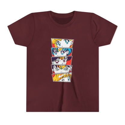 Youth Anime-Inspired Short Sleeve Tee - Colorful Sailor Moon Character Eyes T-shirt Design - CreativeRino