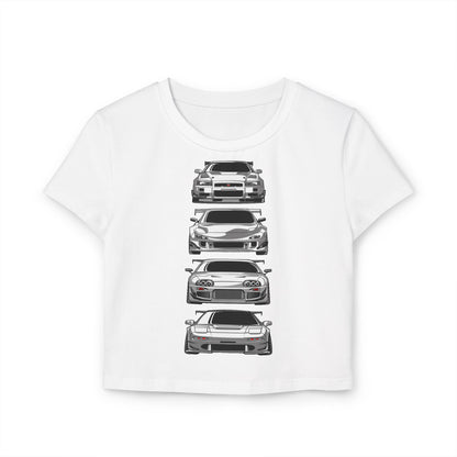 Women's Car Enthusiast Baby Tee - Classic Automotive T-shirt Designs - CreativeRino