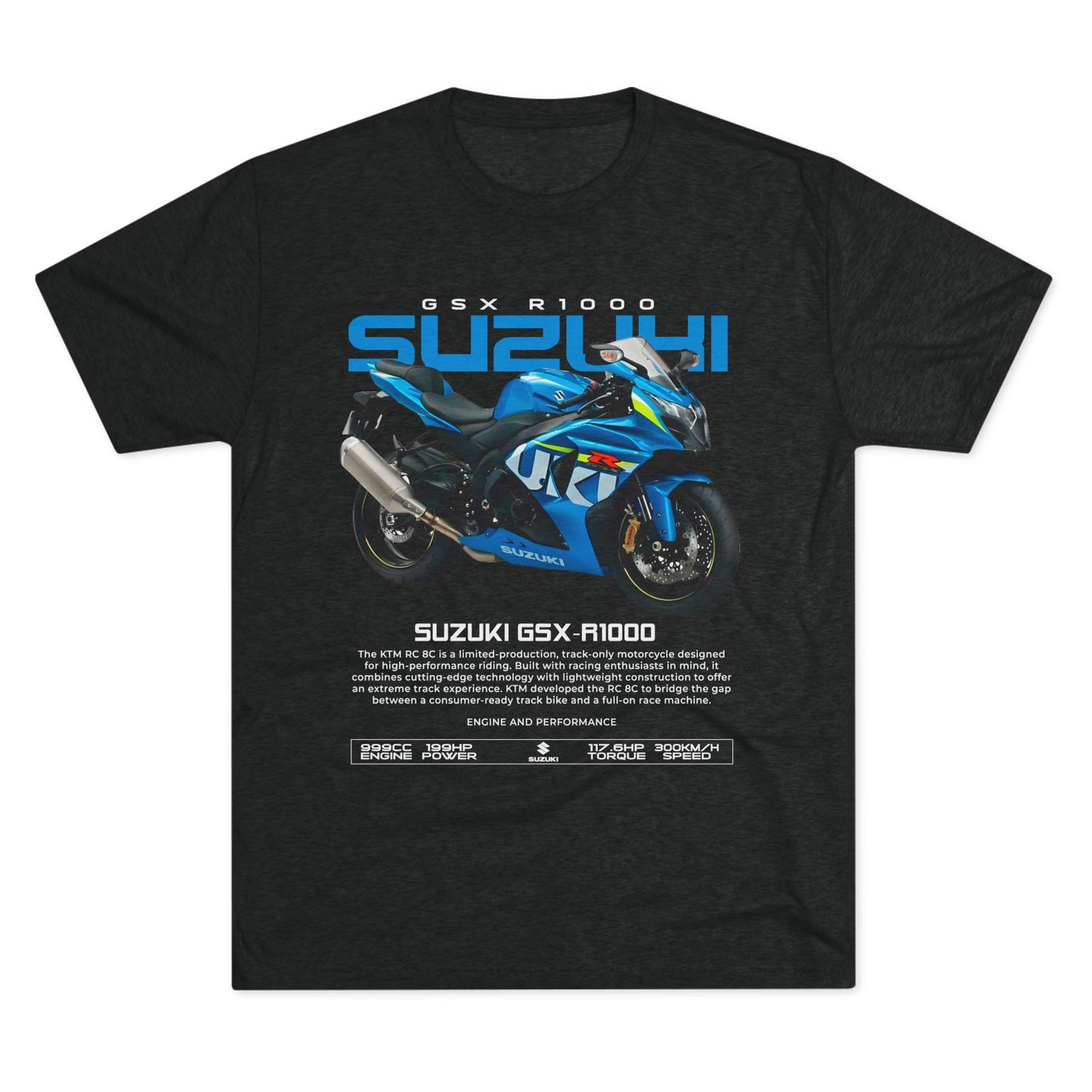 Suzuki GSX-R1000 Motorcycle Unisex Tri-Blend Crew T-shirt - Comfortable & Stylish Biker Apparel - CreativeRino