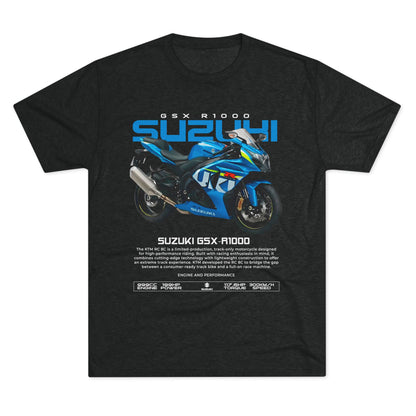Suzuki GSX-R1000 Motorcycle Unisex Tri-Blend Crew T-shirt - Comfortable & Stylish Biker Apparel - CreativeRino