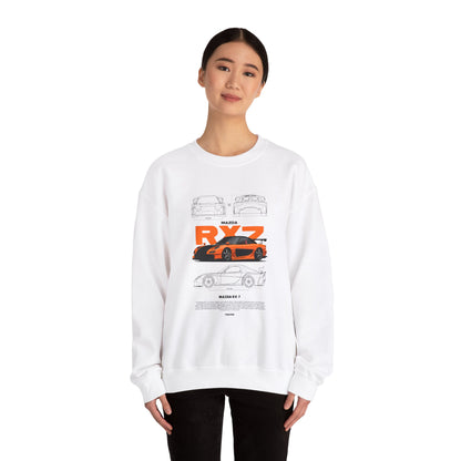 Mazda RX-7 Unisex Heavy Blend™ Crewneck Sweatshirt - Car Enthusiast Apparel - CreativeRino