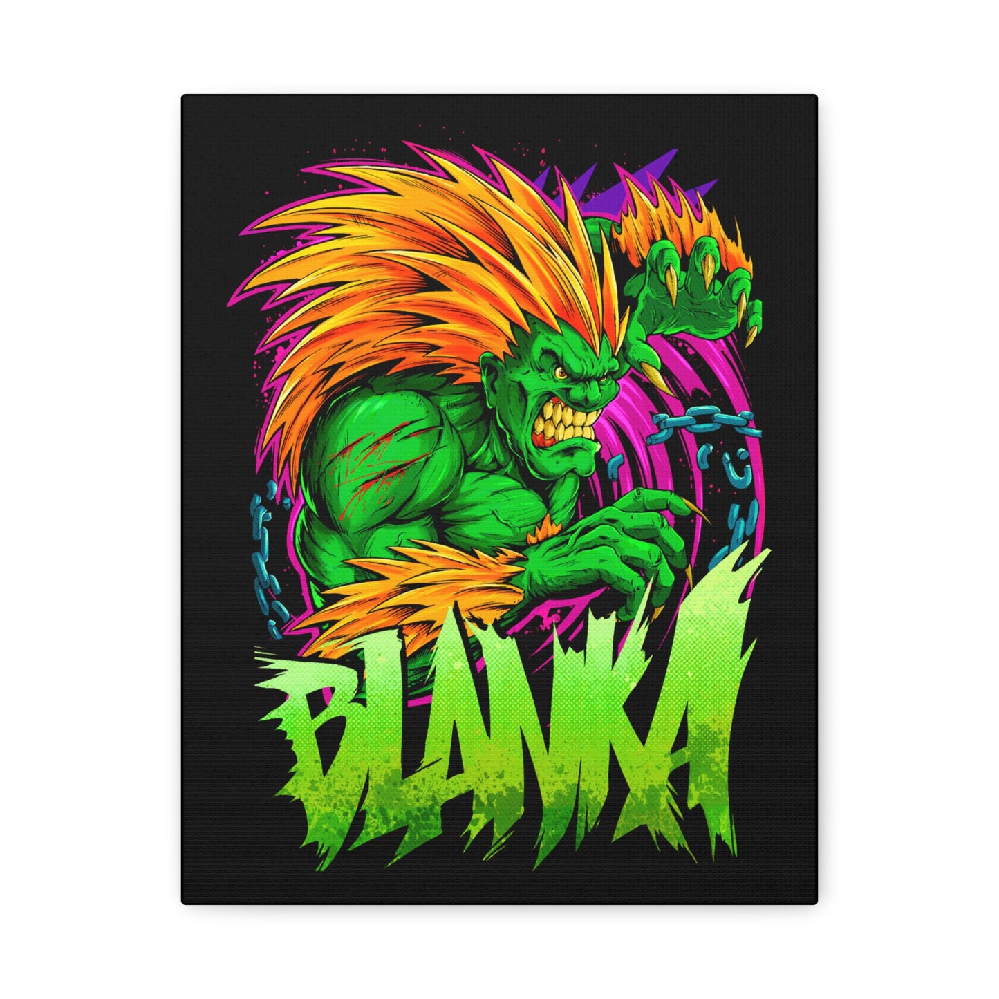 Fierce Blanka Canvas Art - Vibrant Street Fighter Wall Decor - CreativeRino