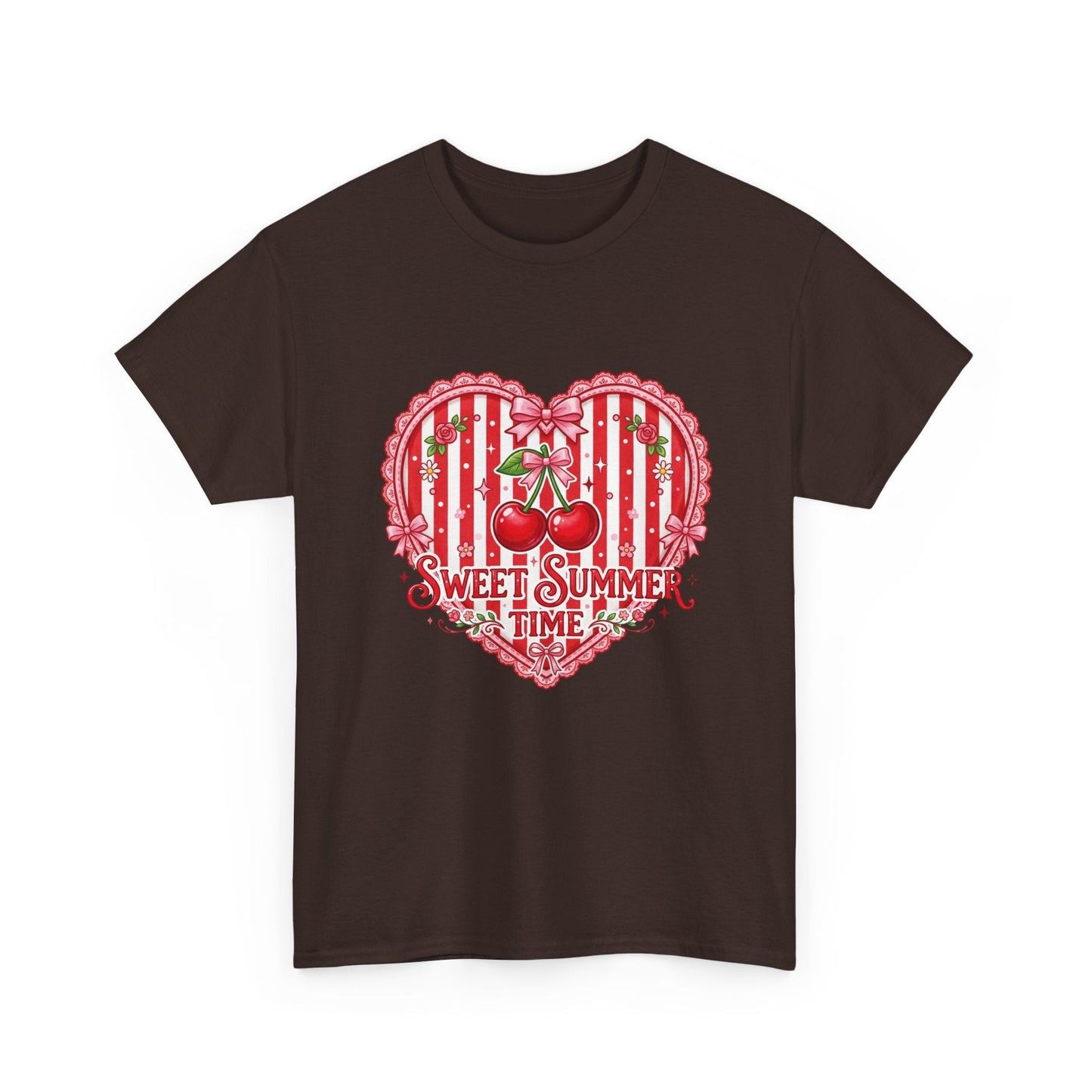 Sweet Summer Time Cherry Heart T-Shirt Printify