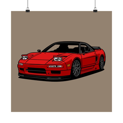 Sports Car Matte Vertical Poster - Red Sports Car Art for Auto Enthusiasts - CreativeRino