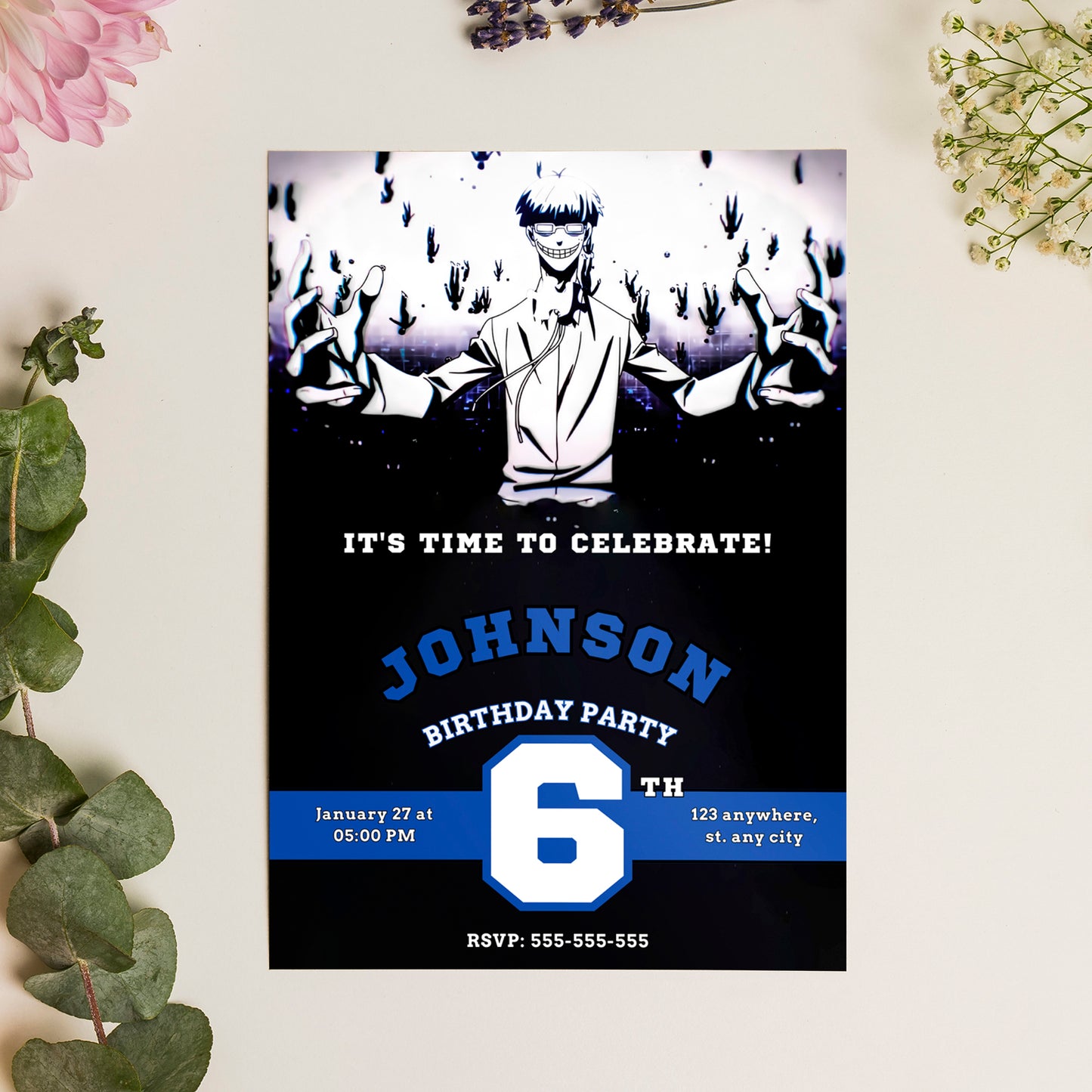 Blue Lock Birthday Invitation Template - CreativeRino