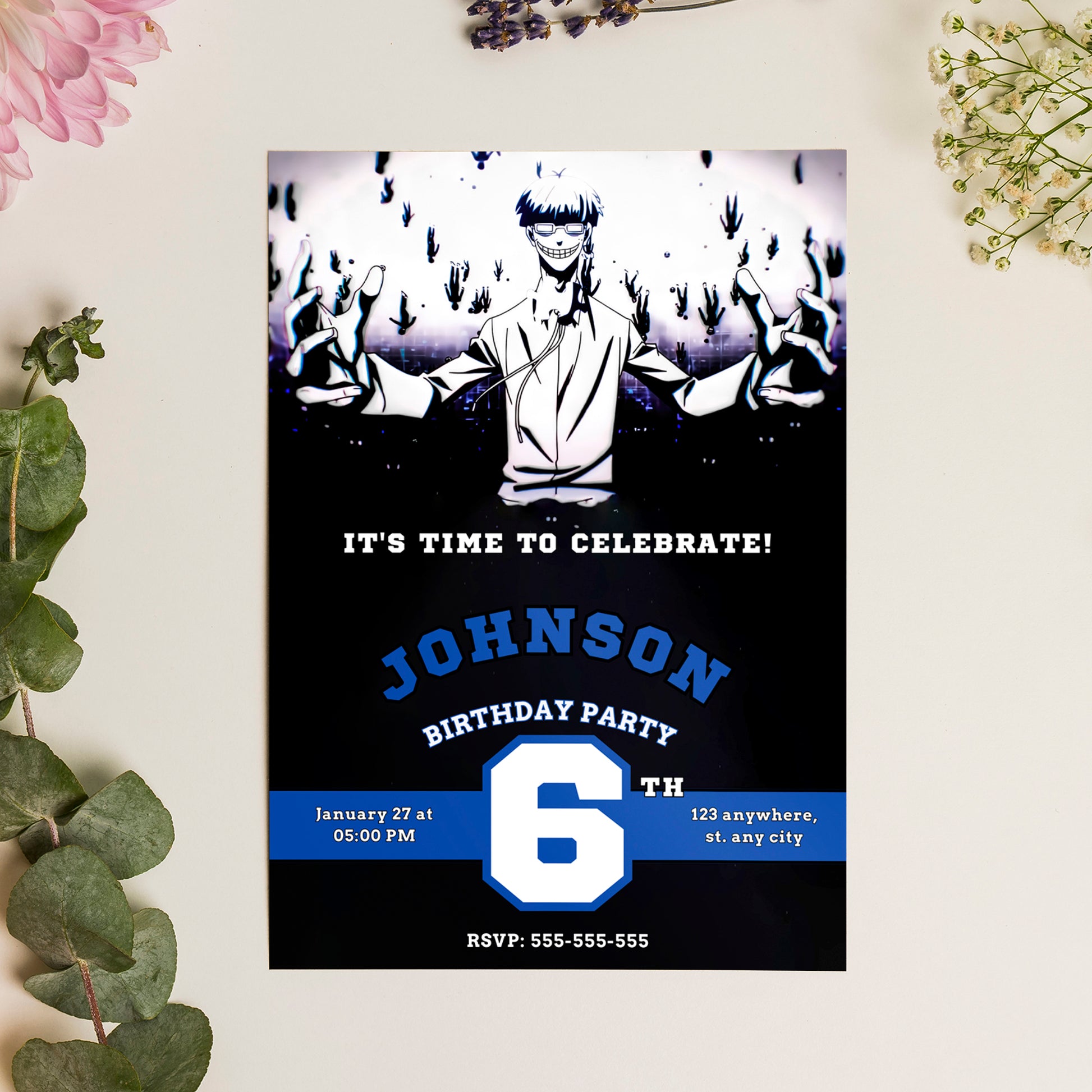 Blue Lock Birthday Invitation Template - CreativeRino