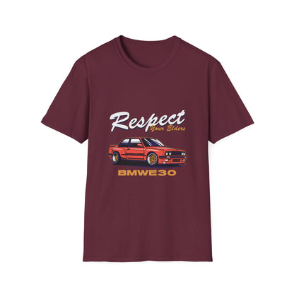 Respect Your Elders BMW E30 Unisex Softstyle T-Shirt - CreativeRino